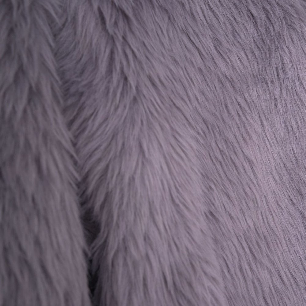 Light Purple Crew Neckline Fur Jacket - Picture 4 of 4